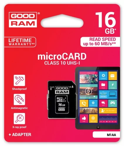 Goodram microSD Class 10 16GB + adapter (M1AA-0160R11)