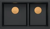 Zlewozmywaki - QUADRON LOGAN 120-U PURE CARBON (czarny mat) + syfon MIEDŹ (HQL7645U7_PVDC1_U) - miniaturka - grafika 1