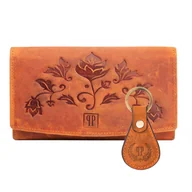 Portfele - Zestaw prezentowy zup-99-or portfel damski skórzany t-01-or i brelok vintage - miniaturka - grafika 1