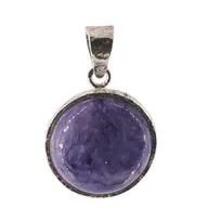 Wisiorki - Zawieszka z okrągłym Czaroitem w srebrze młotkowanym - miniaturka - grafika 1