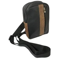 Nerki - Torba Skórzana Na Ramię Nerka Barkówka Noszona Na Skos GRETOS (PL) Praktyczna I Wygodna CZARNO-BRĄZOWA 25 x 17 x 7 [cm] - miniaturka - grafika 1