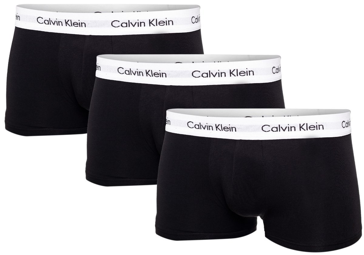CALVIN KLEIN BOKSERKI MĘSKIE LOW RISE TRUNK 3 PAK BLACK U2664G 001 - Rozmiar: S