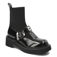 Botki damskie - Czarne Botki S.Barski Wsuwane Skarpetkowe Obuwie Damskie - miniaturka - grafika 1