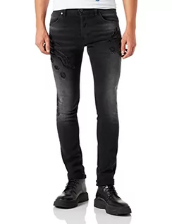 Spodnie męskie - Just Cavalli Spodnie męskie z 5 kieszeniami dżinsów, 900 czarne, 27 - grafika 1