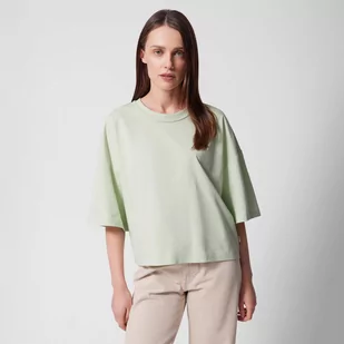 Damski t-shirt basic Outhorn OTHWSS24TTSHF1480 - zielony - Koszulki sportowe damskie - miniaturka - grafika 1