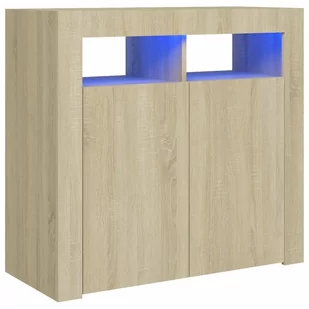 vidaXL Szafka z oświetleniem LED, dąb sonoma, 80x35x75 cm - Szafki do salonu - miniaturka - grafika 2