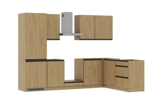 Zestaw Mebli Kuchennych Bari Plus Prawy 280X180 Cm Płyta Laminowana Dąb Kamienny Cichy Domyk Blum - Meble kuchenne - miniaturka - grafika 1