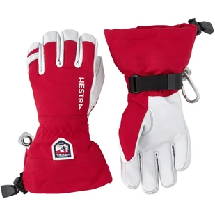 Hestra Army Leather Heli Ski Jr, rękawice narciarskie, juniorskie, czerwone - Rękawice narciarskie - miniaturka - grafika 1