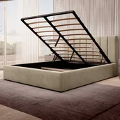 Łóżka - Łóżko tapicerowane z pojemnikiem SFG0116B | 160x200 | Welur | Beżowy - miniaturka - grafika 1