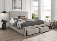Łóżka - Łóżko do sypialni MARISOL 160 cm beżowy velvet, pikowane z szufladami - miniaturka - grafika 1