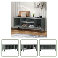 Szafki na buty - The Living Store Stojak na buty OSLO z metalowymi nogami szary 106x35x45 cm lite drewno - miniaturka - grafika 1