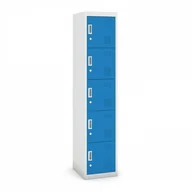 Szafki BHP - B2B Partner Szafka szatniowa 5-drzwiowa, zamek cylindryczny, 1800 x 380 x 450 mm, szara/niebieska, 1+1 GRATIS 485037 - miniaturka - grafika 1