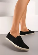 Trampki damskie - Czarne Tenisówki Espadryle Slip On Na Płaskiej Podeszwie Liodelia - miniaturka - grafika 1