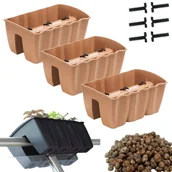 Donice - 3x Skrzynka na balustradę DCRO400, Doniczka balkonowa + keramzyt 5l - miniaturka - grafika 1