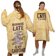 Bluzy damskie - KOC BLUZA Oversize Ciepła Gruba KOCOBLUZA 2w1 XXL RUNNING LATE Futrzak [KB-W53] - miniaturka - grafika 1