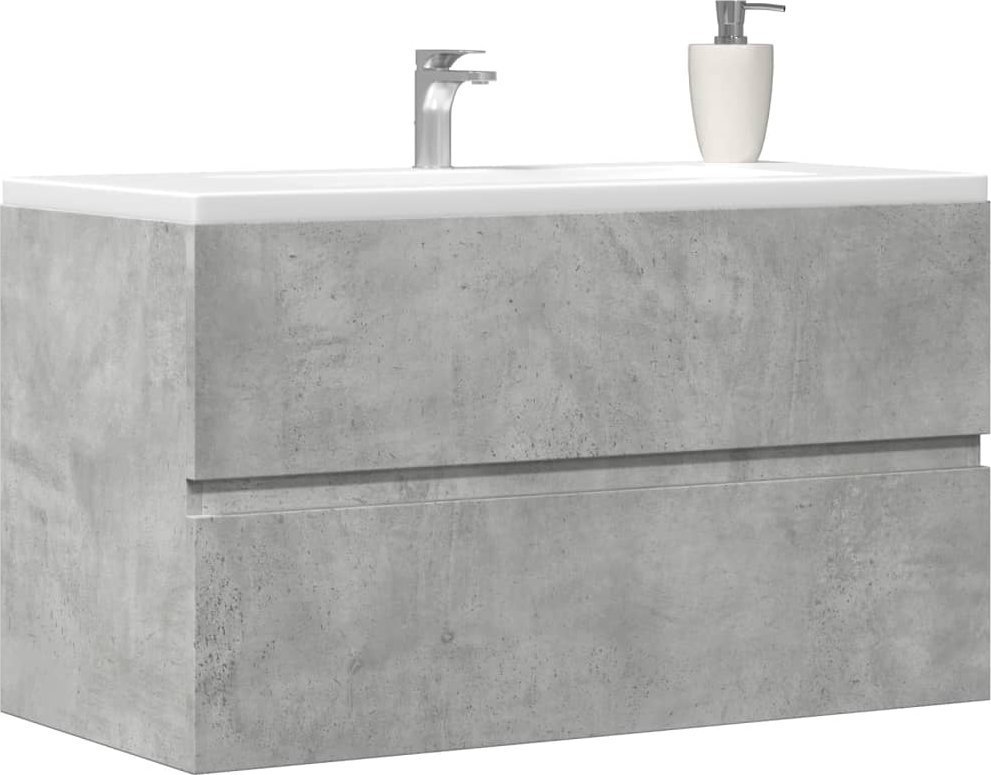 vidaXL Szafka pod umywalkę, szarość betonu, 90x38,5x45 cm, płyta