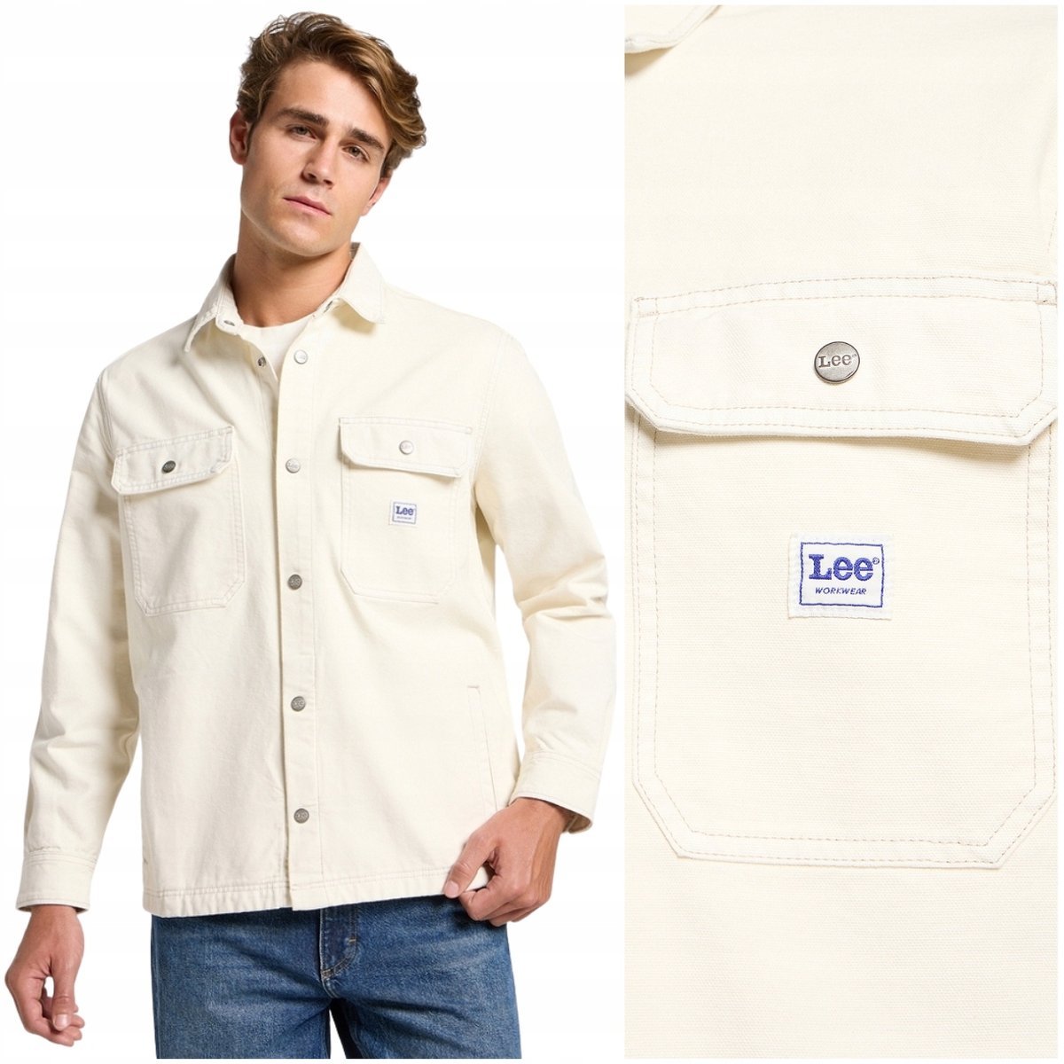 Lee Workwear Overshirt Ecru biała jeansowa kurtka koszula katana XXL
