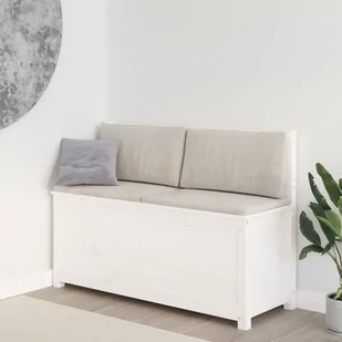 Lumarko Ławka, biała, 110x41x76,5 cm, lite drewno sosnowe - Ławki do przedpokoju - miniaturka - grafika 1