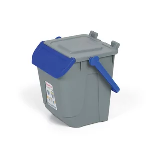 Plastikowy kosz do segregacji odpadów ECOLOGY, szaro-niebieski - Kosze na śmieci - miniaturka - grafika 1