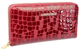 Portfel Damski Skóra Naturalna Lakierowana GREGORIO Duży Piórnik FS 119 CIEMNY CZERWONY 19.5 x 10.5 x 2 [cm] - Portfele - miniaturka - grafika 1