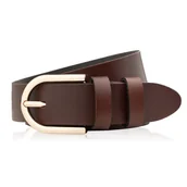 Paski - PASEK DAMSKI SKÓRZANY BRĄZOWY 90 CM ZE ZŁOTĄ KLAMRĄ PAOLO PERUZZI PG-01-BRZ-90 - miniaturka - grafika 1