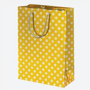 Torba Prezentowa W Kropki Złota 23X32X11 Cm - Opakowania i torebki na prezenty - miniaturka - grafika 1