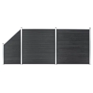 vidaxl Ogrodzenie WPC, 2 panele kwadratowe, 1 skośny, 446x186cm, szare 3053234 - Ogrodzenia - miniaturka - grafika 13