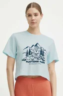 Koszulki sportowe damskie - The North Face t-shirt bawełniany damski kolor niebieski NF0A87E0O0R1 - miniaturka - grafika 1