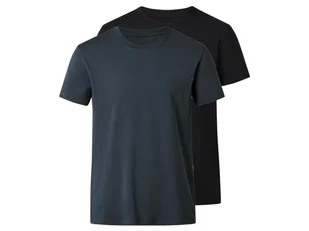 esmara Men T-shirty męskie z bawełną, 2 sztuki (Czarny/ niebieski, M (48/50)) - Koszulki męskie - miniaturka - grafika 1