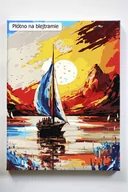 Malowanie po numerach - Żagle o zachodzie, statek, żaglowiec, marynistyka, malowanie po numerach, blejtram - miniaturka - grafika 1