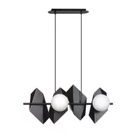 Lampy sufitowe - Emibig Lighting czarna lampa wisząca białe kule DRIFTON 4 BLACK 636/4 podłużny żyrandol do salonu na 4 żarówki 636/4 - miniaturka - grafika 1