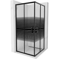 Kabiny prysznicowe - Mexen Rio kabina prysznicowa kwadratowa 90x90 cm, pasy, czarna - miniaturka - grafika 1