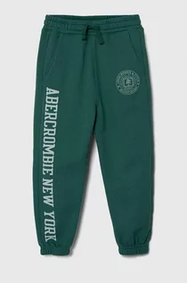 Spodnie i spodenki dla chłopców - Abercrombie & Fitch spodnie dresowe dziecięce kolor zielony z nadrukiem - grafika 1