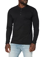 Bluzy męskie - Urban Classics Męska bluza Basic Henley L/S Tee, czarny (czarny 7), XXL - miniaturka - grafika 1