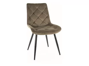 Krzesło tapicerowane RALPH VELVET oliwkowe welurowe SIGNAL - Krzesła - miniaturka - grafika 1