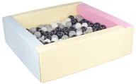 Suche baseny - Kwadratowy suchy basen z ekoskóry z 200 piłeczkami (różowy, niebieski, żółty (pastel)/czarny,biały,szary) - miniaturka - grafika 1