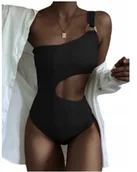 Stroje kąpielowe dla dziewczynek - Strój kąpielowy jednoczęściowy asymetryczny : Rozmiar - XL - miniaturka - grafika 1