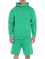 Bluzy męskie - Replay Męska bluza z kapturem Second Life, Zielony 630, M - miniaturka - grafika 1