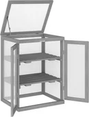 Szklarnie ogrodowe - Szklarnia 845-136GY, 3-poziomowa, łóżko dla roślin, wykonana z drewna i poliwęglanu, odporna na warunki atmosferyczne, 58 x 44 x 78 cm - A - miniaturka - grafika 1