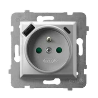 Gniazdka elektryczne - Ospel gniazdo pojedyncze z ładowarką USB A+C ARIA - srebro - miniaturka - grafika 1