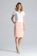 Spódnice - Ołówkowa SPÓDNICA elegancka z kieszeniami różowa M - miniaturka - grafika 1