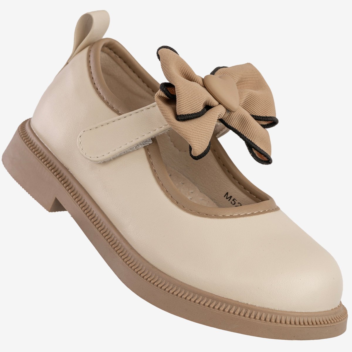 Półbuty Dziecięce Baleriny Na Rzepy Buty Z Kokardą Beżowe Apawwa M526 Beżowy 28