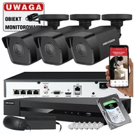 Zestawy do monitoringu - 3 czarne kamery do monitoringu domu IP Hikvision IPCAM-B4 Black 4Mpx PoE - miniaturka - grafika 1