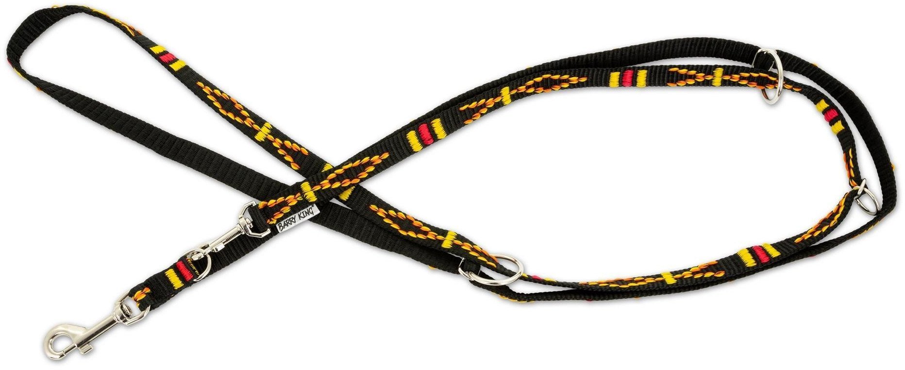 Smycz dla psa, wz�r etniczny, regulowana, ta�ma polipropylenowa, 20mm/220cm czarna