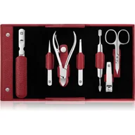 Akcesoria do paznokci - Akcesoria do manicure Classic Inox czerwone w skórzanym etui poziomym 7 el. - miniaturka - grafika 1