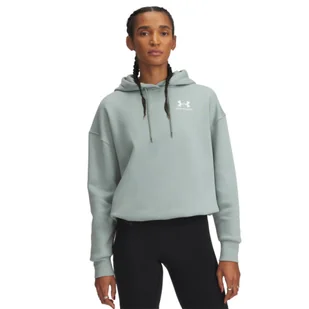 Damska bluza dresowa nierozpinana z kapturem Under Armour UA Icon Fleece OS Hoodie - zielona - Bluzy damskie - miniaturka - grafika 1