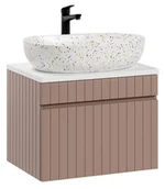 Szafki łazienkowe - Szafka wisząca z umywalką, Iconic, 60x46x46 cm, różowy, mat - miniaturka - grafika 1