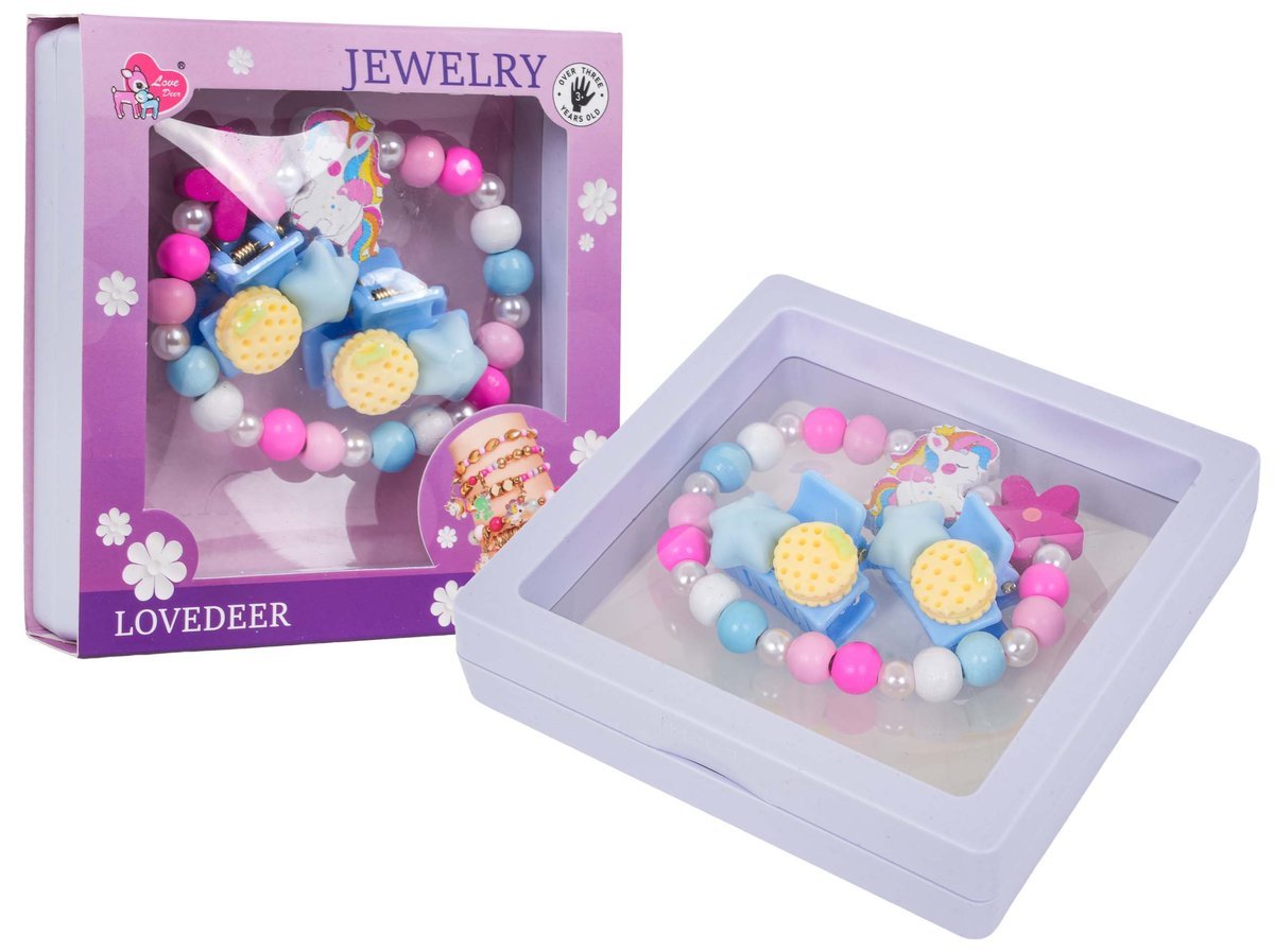 Zestaw Biżuterii Jednorożec Różowy Kwiatek