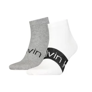 Skarpety Calvin Klein Sneaker 2P Logo Ribb (kolor Biały. Szary/Srebrny, rozmiar 43-46) - Skarpetki damskie - miniaturka - grafika 1