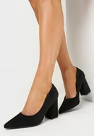 Czółenka - Czarne Czółenka na Słupku ze Szpiczastym Noskiem Bartisa - miniaturka - grafika 1